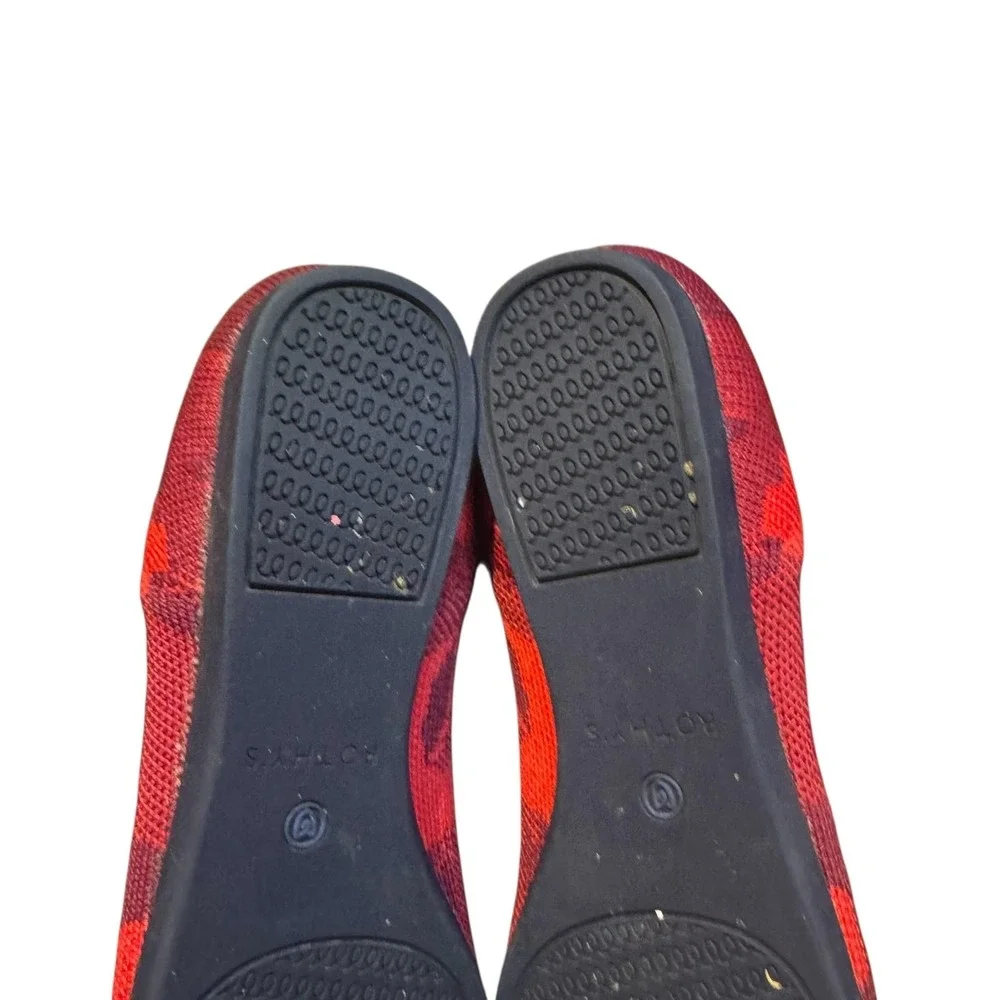 Rothy's The Point Shoes Womens Size 7.5 Red Purple Camo‎ Flats Knit Washable Eco